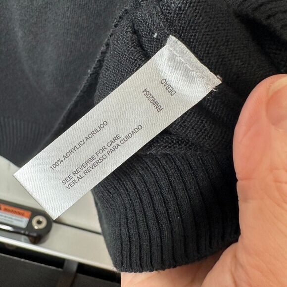 Debbie Morgan Solid Black Round Neck Long Sleeve Banded Waist Sweater L - Picture 6 of 10